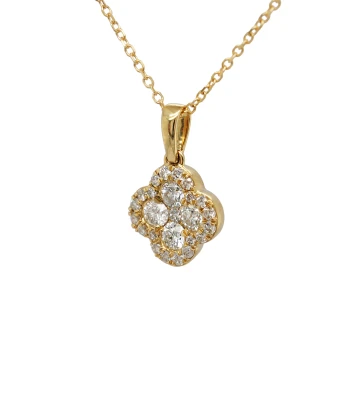 0.50ct Natural Diamond & 18ct Gold Clover Pendant ( 15.5 x 10.0mm) 16/18 Inch 2.5g