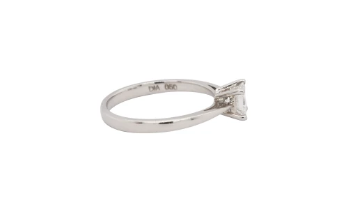 0.50ct Natural Princess Cut Diamond & 18ct White Gold Solitaire Ring 2.6g