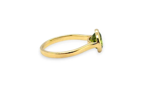 1.50ct Natural Peridot & 9ct Gold Rub Over Solitaire Ring 2.5g