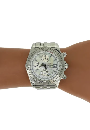 Breitling 44mm Evolution Chronograph - Stainless Steel & Mother of Pearl Dial-2010 Box & Papers Model: A11356