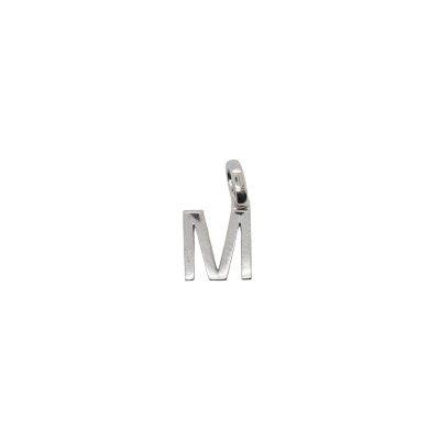 0.10ct Natural Diamond & 9ct White Gold - Initial M Pendant (17.5mm x 8.0mm) 16/18Inch-1.5g