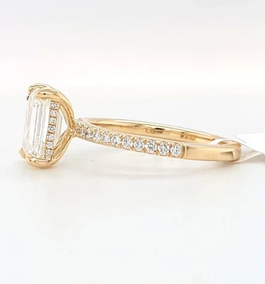 2.35ct Lab Grown Diamond & 9ct Yellow Gold Solitaire Ring ( Hidden Halo) 3.0g Size: M