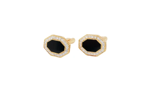 1.00ct Diamond & Onyx Cufflinks -18ct Gold 10g