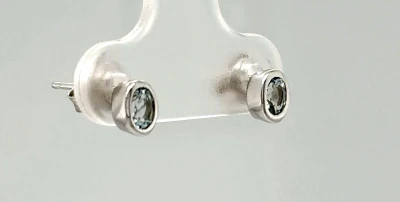 0.62ct Aquamarine & 9ct White Gold Stud Earrings 0.8g
