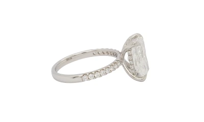 3.32ct Lab Grown Radiant Cut Diamond & Platinum Solitaire Ring (Hidden Halo) 4.47g
