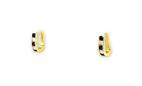 9ct Gold Huggies set with Blue & White CZ (10 x 2.7mm) 1.1g