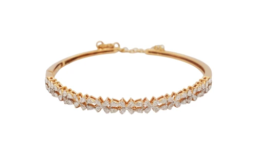 3.00ct Natural Diamond & 18ct Gold Fancy Bangle 7.5 Inch - 12.92g