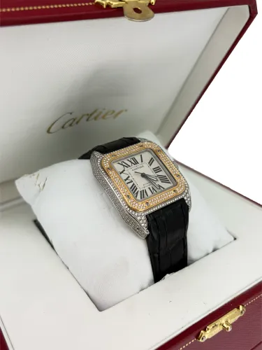 Cartier Santos 100 Midi 18ct Gold & Stainless Steel DIAMOND 2008 Box & Papers Model 2878