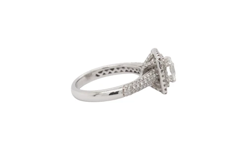 2.00ct Lab Grown Diamond & 14ct White Gold Halo Solitaire Ring 4.2g