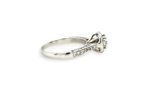 0.99ct Natural Diamond & 18ct White Gold Halo Solitaire Ring 3.72g