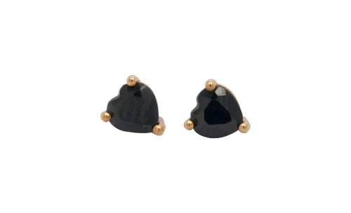 1.00ct Natural Sapphire & 9ct Gold Heart Shape Stud Earrings 0.7g