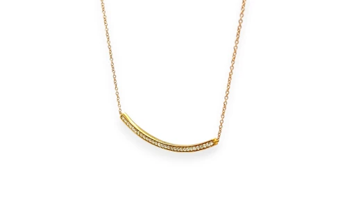0.24ct Natural Diamond & 9ct Gold Smile Necklace 16/18Inch 2.20g