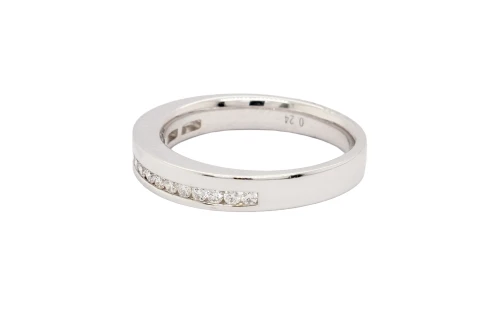 0.24ct Natural Diamond & 18ct White Gold 3.7mm Offset Wedding/Eternity Band 4.9g