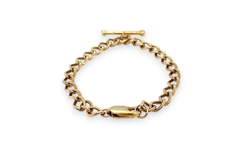 9ct Gold 6.00mm Fancy Curb Bracelet with T BAR 7.5 Inch 13.38g