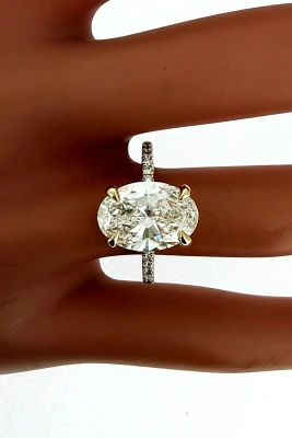 3.99ct Lab Grown Diamond & 9ct Gold Solitaire Ring HIDDEN HALO 3.67g