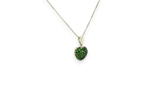 0.54ct Tsavorite Garnet & 18ct White Gold Heart Pendant (13.7 x 1.0 x 5.4mm) 1.52g