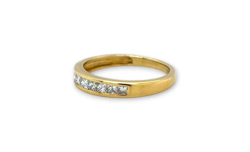 0.50ct Natural Princess Cut Diamond & 18ct Gold 3.5mm Wedding/Eternity Band 2.48g