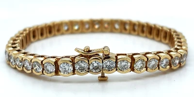 10.00ct Diamond & 14ct Gold Tennis Bracelet 25.2g 7.5 Inch