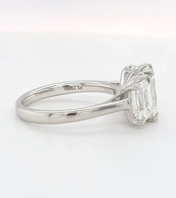 4.06ct Lab Grown Diamond & Platinum Trilogy Ring 7.0g Size M