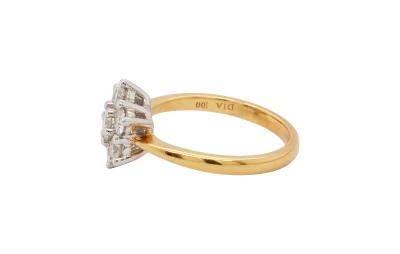 1.00ct Natural Diamond & 18ct Gold Cluster Ring 4.4g