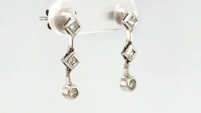 0.20ct Diamond & 18ct White Gold 18mm Drop Earrings 2.0g