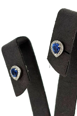 0.66ct Tanzanite & 0.16ct Diamond Stud Earrings 18ct White Gold 2.6g