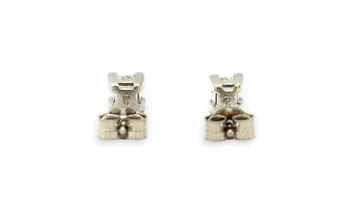 0.50ct Natural Princess Cut Diamond & 18ct White Gold Stud Earrings 1.7g