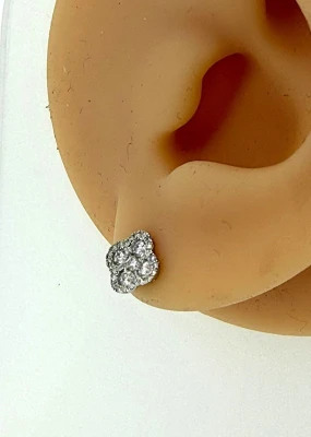 0.50ct Diamond & 18ct White Gold Clover Stud Earrings 1.6g