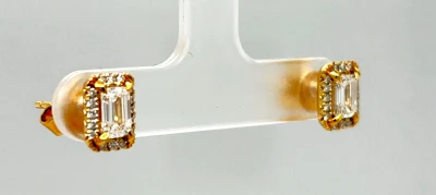 1.20ct Diamond & 18ct Gold Halo Stud Earrings 3.4g (8.7mm x 6.5mm)