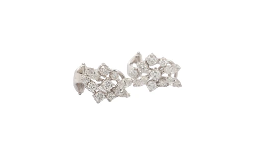 1.50ct Natural Diamond & 18ct White Gold (15.5 x 10.0mm ) Fancy Clip On Earrings 5.58g