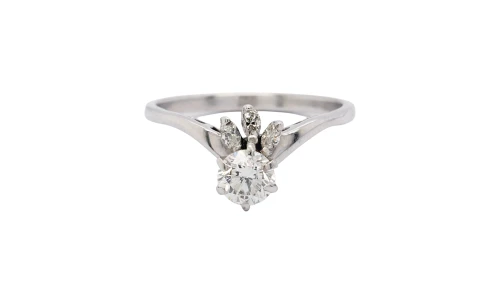 0.70ct Natural Diamond & 18ct White Gold Solitaire/Band Wedding Set 5.6g