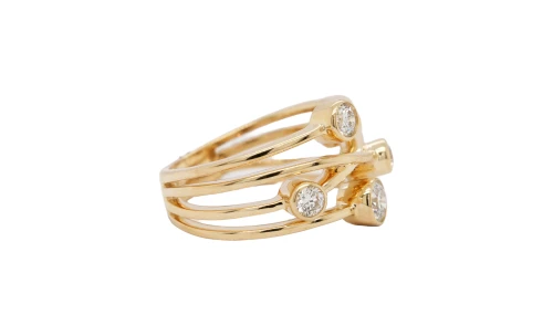 0.70ct Lab Grown Diamond & 9ct Gold 4 Tier Dress Ring -5.78g