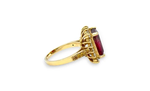 5.50ct Tourmaline & 1.00ct Diamond Halo/Dress Ring- 14ct Gold 7.0g