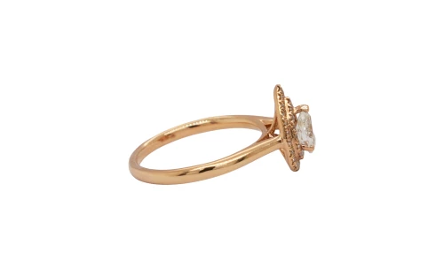 0.65ct Natural Diamond & 18ct Rose Gold Halo Solitaire Ring 3.4g