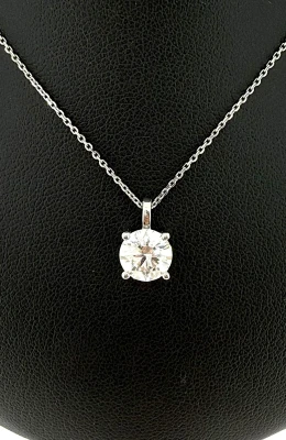 1.50ct Lag Grown Diamond & 9ct White Gold Solitaire Pendant 16/18 Inch