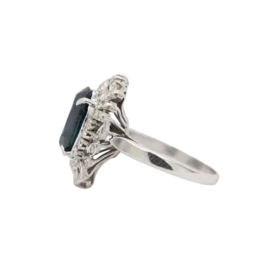 3.00ct Sapphire & 1.25ct Diamond Large Dress Ring-18ct White Gold 8.2g