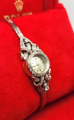 Vintage Rolex 15mm Precision Watch (year 1952) 18ct/14ct White Gold & Diamond