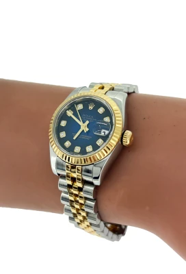 Rolex 26mm DateJust 18ct Gold/Stainless Steel DIAMOND 2007 Box & Papers Model:179173