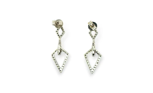 0.48ct Natural Diamond & 18ct White Gold (25 x 9mm) Drop Stud Earrings 2.5g