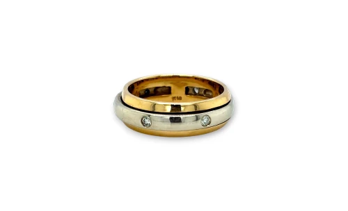 0.30ct Natural Diamond & 18ct Yellow/White Gold Spinner Wedding Band-7.5g