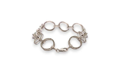 1.20ct Natural Diamond & 9ct White Gold 12.7mm Fancy Oval Link Bracelet 9.6g 7.5 Inch