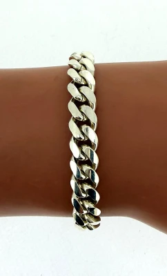 Solid Sterling Silver 8mm Curb Bracelet  32.7g (upto 9 inch)