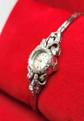 Vintage Rolex 15mm Precision Watch (year 1952) 18ct/14ct White Gold & Diamond