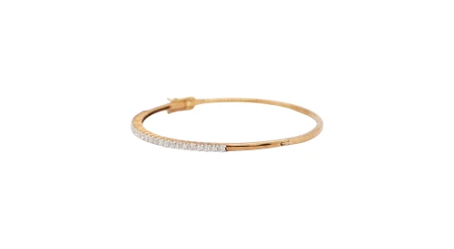 1.10ct Natural Diamond & 9ct Gold 2.3mm Bangle -7.5 Inch -7.39g