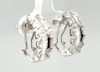 2.00ct Diamond & 18ct White Gold Lever Back Half Huggies Earrings 5.6g