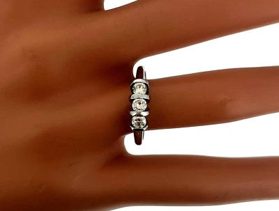 0.50ct Natural Diamond & 18ct White Gold Trilogy Ring 4.1g