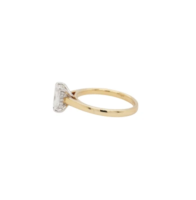1.13ct Lab Grown Diamond & 18ct Gold Solitaire Ring ( Hidden Halo) 3.5g Size: M