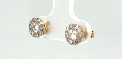 0.80ct Diamond & 18ct Gold Halo Stud Earrings 1.8g