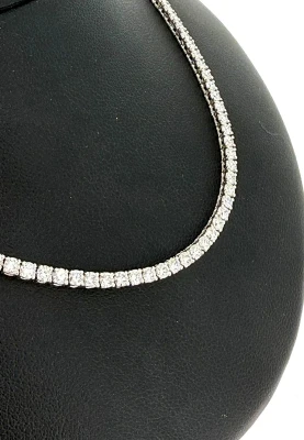 7.88ct Lab Grown Diamond & 9ct White Gold 2.5mm Tennis Necklace 17 Inch ( 12.7g)