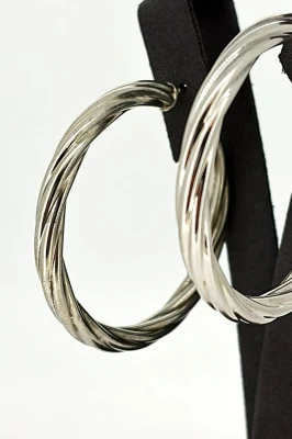 Sterling Silver Large Twisted Hoop Earrings 10.8g ( 50 x 50 x 5.0mm)